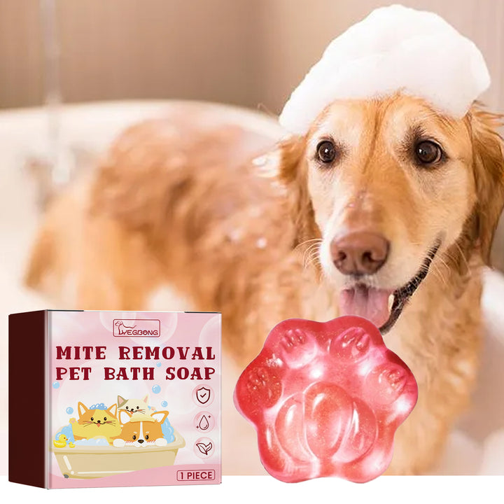 KOLUSE 1Pieces Mite Removal Pet Bath Soap Effectively Remove Stainson Pets