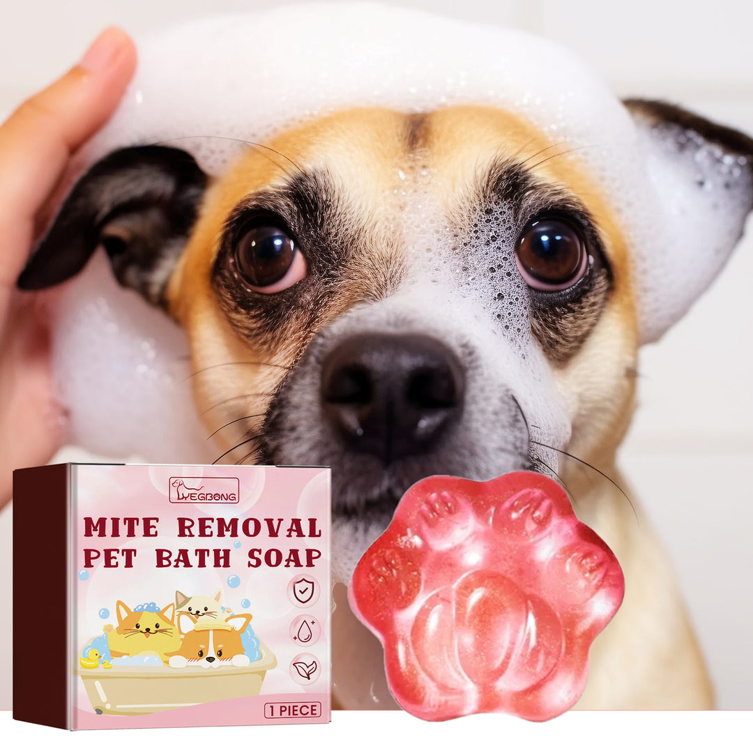 KOLUSE 1Pieces Mite Removal Pet Bath Soap Effectively Remove Stainson Pets