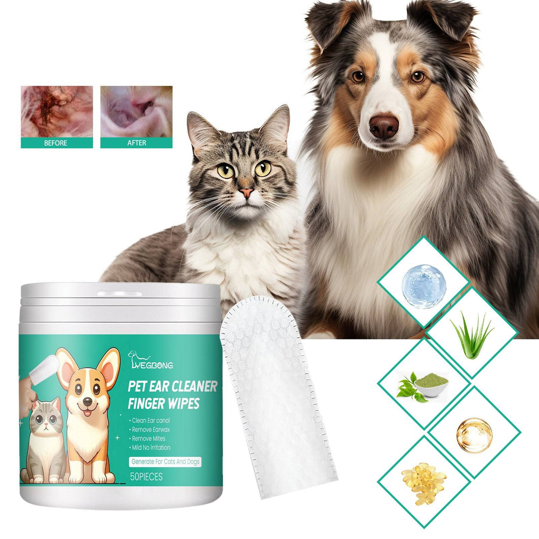 KOLUSE Pet Ear Cleaner Finger Wipes Multipurpose Pet Cleaning Wipes