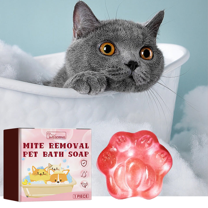 KOLUSE 1Pieces Mite Removal Pet Bath Soap Effectively Remove Stainson Pets