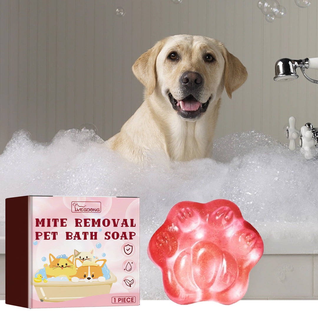 KOLUSE 1Pieces Mite Removal Pet Bath Soap Effectively Remove Stainson Pets