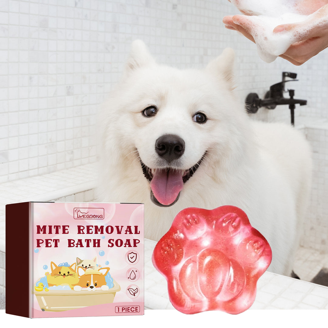 KOLUSE 1Pieces Mite Removal Pet Bath Soap Effectively Remove Stainson Pets