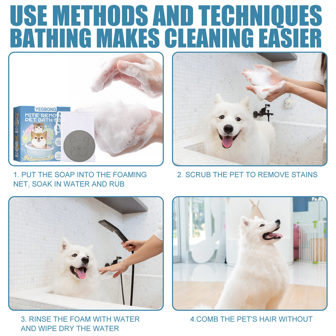 KOLUSE 1PCS Mite Removal Pet Bath Soap Fluffy Hair Lasting Fresh