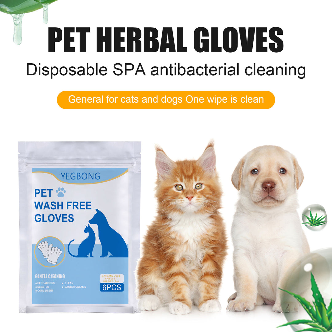 KOLUSE 1PACK Pet Herbal Gloves Disposable SPA Antibacterial Cleaning